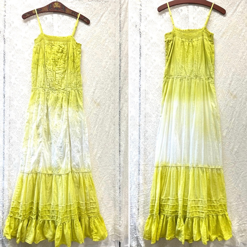 Earthbound Trading Co. XL lime green and white ombré maxi dress - Picture 1 of 14
